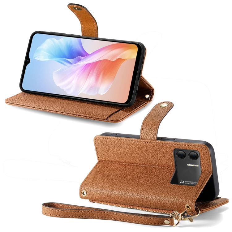 For DOOGEE X98 Pro / X98 Love Zipper Lanyard Leather Phone Case(Brown)
