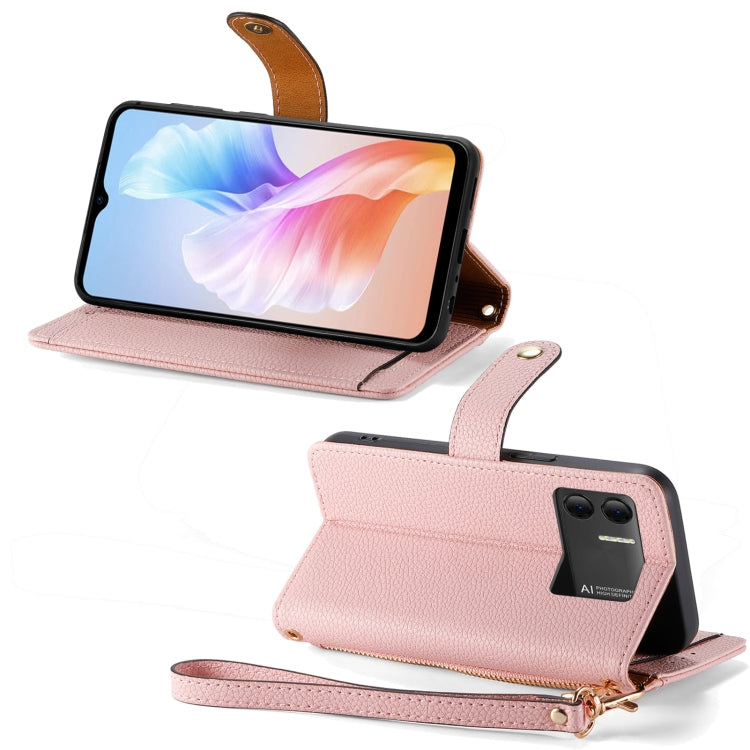 For DOOGEE X98 Pro / X98 Love Zipper Lanyard Leather Phone Case(Pink)