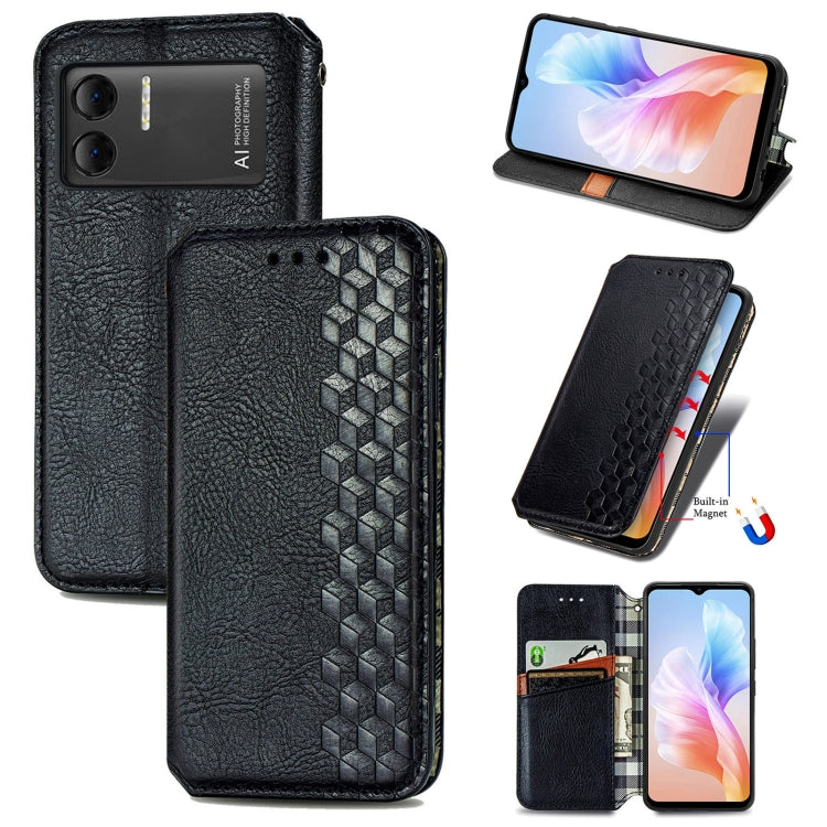 For DOOGEE X98 Pro / X98 Cubic Grid Pressed Magnetic Leather Phone Case(Black)