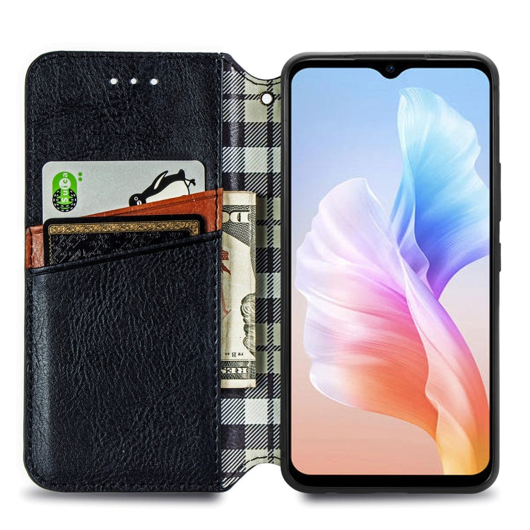 For DOOGEE X98 Pro / X98 Cubic Grid Pressed Magnetic Leather Phone Case(Black)