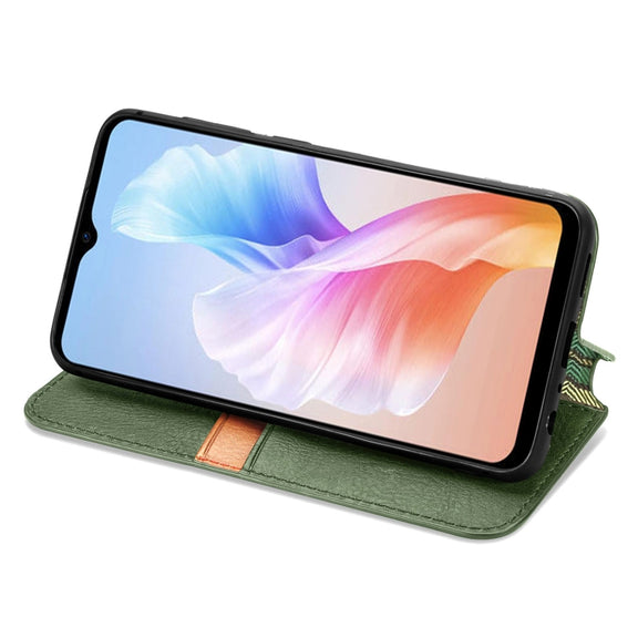 For DOOGEE X98 Pro / X98 Cubic Grid Pressed Magnetic Leather Phone Case(Green)