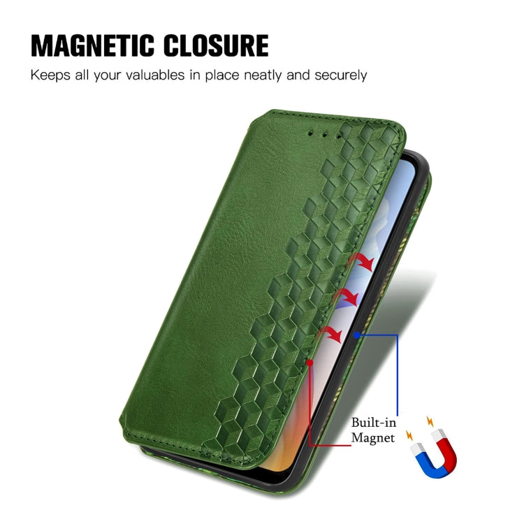 For DOOGEE X98 Pro / X98 Cubic Grid Pressed Magnetic Leather Phone Case(Green)