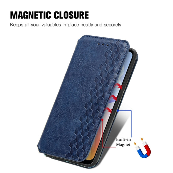 For DOOGEE X98 Pro / X98 Cubic Grid Pressed Magnetic Leather Phone Case(Bule)