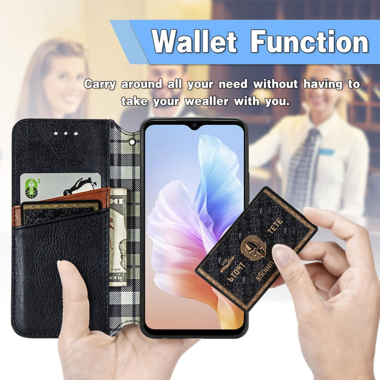 For DOOGEE X98 Pro / X98 Cubic Grid Pressed Magnetic Leather Phone Case(Bule)
