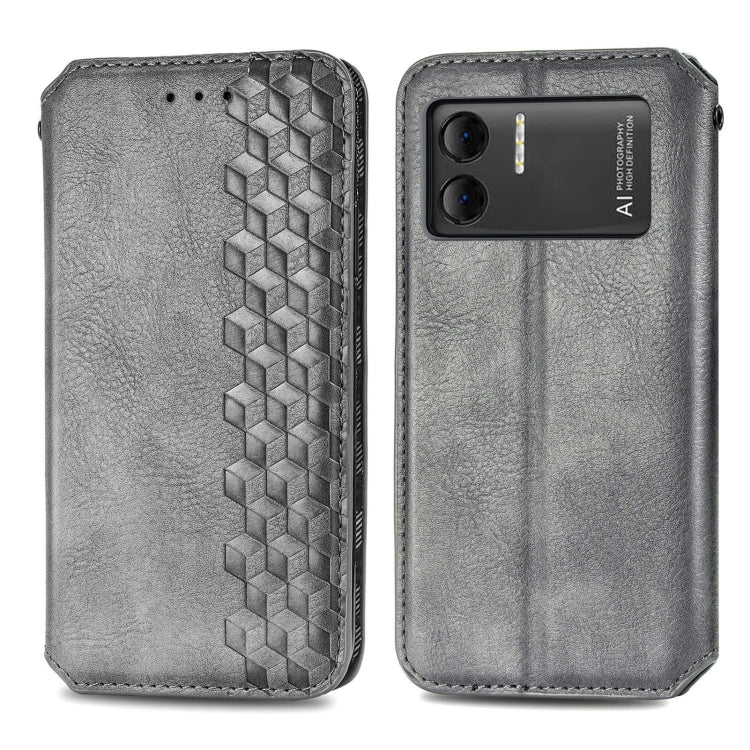 For DOOGEE X98 Pro / X98 Cubic Grid Pressed Magnetic Leather Phone Case(Grey)
