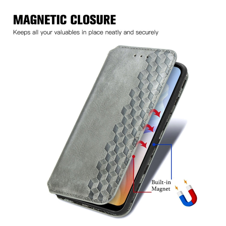 For DOOGEE X98 Pro / X98 Cubic Grid Pressed Magnetic Leather Phone Case(Grey)