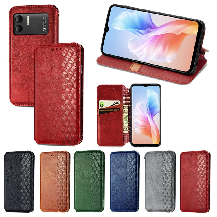 For DOOGEE X98 Pro / X98 Cubic Grid Pressed Magnetic Leather Phone Case(Black)