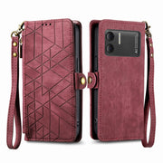 For DOOGEE X98 Pro / X98 Geometric Zipper Wallet Side Buckle Leather Phone Case(Red)