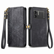 For DOOGEE X98 Pro / X98 Geometric Zipper Wallet Side Buckle Leather Phone Case(Black)