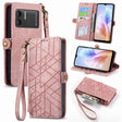 For DOOGEE X98 Pro / X98 Geometric Zipper Wallet Side Buckle Leather Phone Case(Pink) - Doogee Cases by PMC TechLife | Online Shopping South Africa | PMC TechLife | Buy Now Pay Later Mobicred
