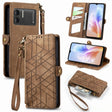 For DOOGEE X98 Pro / X98 Geometric Zipper Wallet Side Buckle Leather Phone Case(Brown) - Doogee Cases by PMC TechLife | Online Shopping South Africa | PMC TechLife | Buy Now Pay Later Mobicred