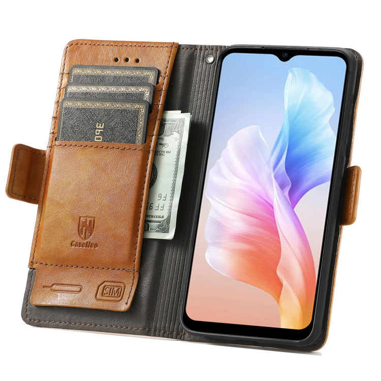 For DOOGEE X98 Pro / X98 CaseNeo Splicing Dual Magnetic Buckle Leather Phone Case(Khaki)