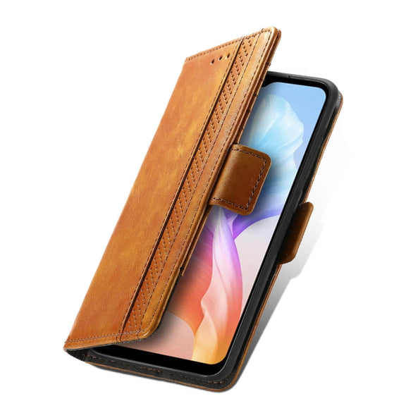 For DOOGEE X98 Pro / X98 CaseNeo Splicing Dual Magnetic Buckle Leather Phone Case(Khaki)