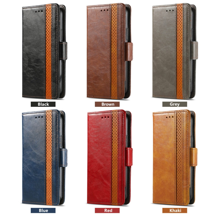 For DOOGEE X98 Pro / X98 CaseNeo Splicing Dual Magnetic Buckle Leather Phone Case(Khaki)