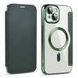 For iPhone 15 Shield MagSafe RFID Anti-theft Leather Phone Case(Green) - iPhone 15 Cases by PMC TechLife | Online Shopping South Africa | PMC TechLife | Buy Now Pay Later Mobicred