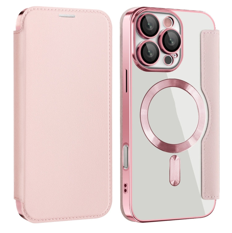 For iPhone 16 Pro Max Magnetic MagSafe RFID Anti-theft Leather Phone Case(Pink)