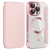 For iPhone 16 Pro Max Magnetic MagSafe RFID Anti-theft Leather Phone Case(Pink)