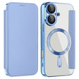 For iPhone 16 Plus Shield MagSafe RFID Anti-theft Leather Phone Case(Blue) - iPhone 16 Plus Cases by PMC TechLife | Online Shopping South Africa | PMC TechLife | Buy Now Pay Later Mobicred