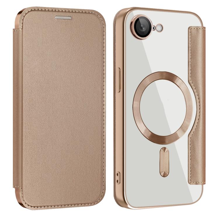 For iPhone 16e Shield MagSafe RFID Anti-theft Leather Phone Case(Desert Gold)