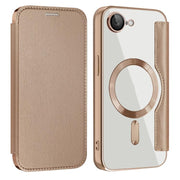 For iPhone 16e Shield MagSafe RFID Anti-theft Leather Phone Case(Desert Gold)