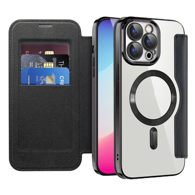For iPhone 15 Shield MagSafe RFID Anti-theft Leather Phone Case(Pink)