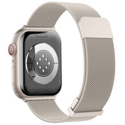 For Apple Watch SE 2022 44mm Milan Double Magnetic Steel Mesh Watch Band(Starlight Color)