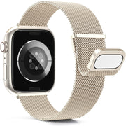 For Apple Watch SE 2022 44mm Milan Double Magnetic Steel Mesh Watch Band(Starlight Color)