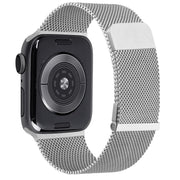 For  Apple Watch 7 45mm Milan Double Magnetic Steel Mesh Watch Band(Silver)