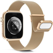 For  Apple Watch 7 45mm Milan Double Magnetic Steel Mesh Watch Band(Rose Gold)