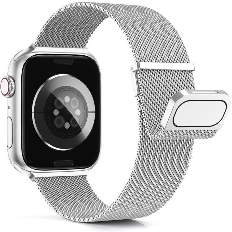 For Apple Watch 2 42mm Milan Double Magnetic Steel Mesh Watch Band(Silver)