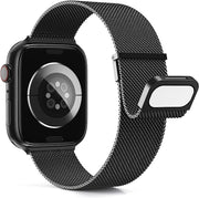 For Apple Watch 2 42mm Milan Double Magnetic Steel Mesh Watch Band(Black)