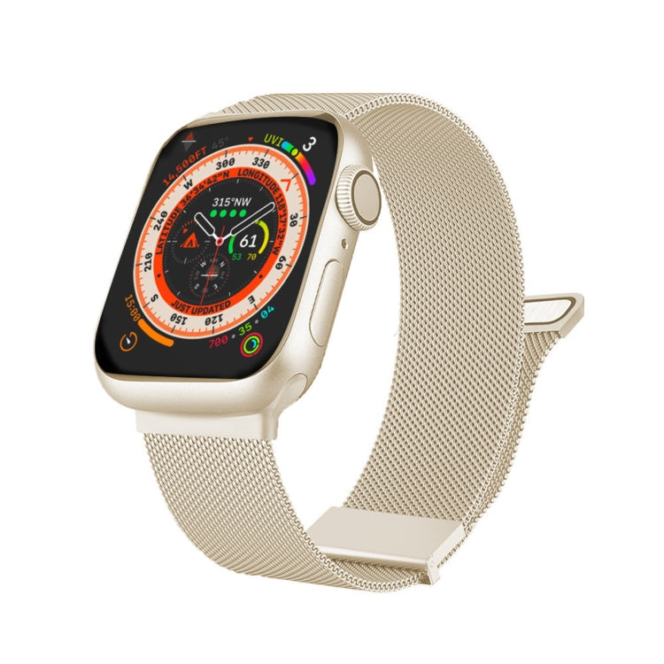 For Apple Watch 42mm Milan Double Magnetic Steel Mesh Watch Band(Starlight Color)