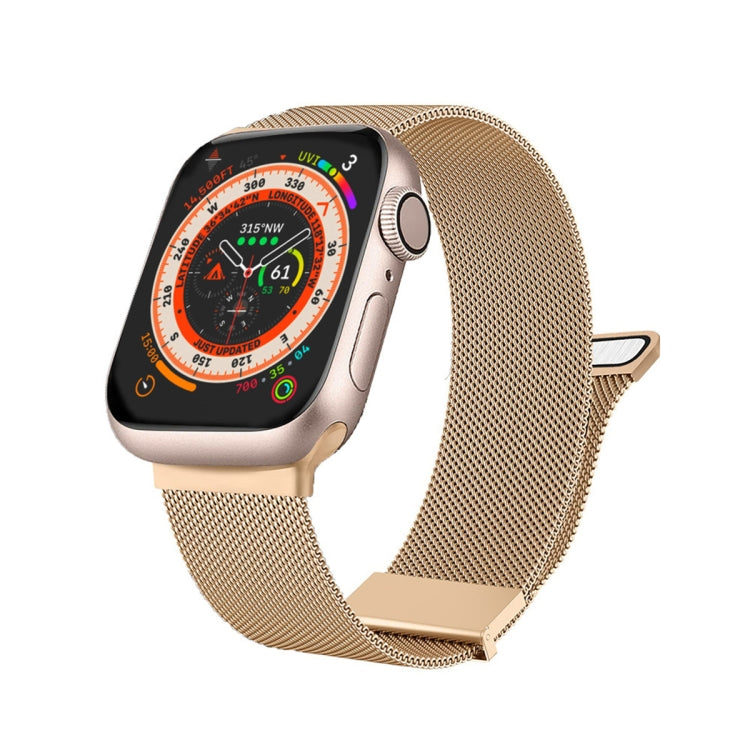 For Apple Watch 42mm Milan Double Magnetic Steel Mesh Watch Band(Rose Gold)