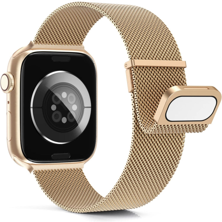 For Apple Watch 42mm Milan Double Magnetic Steel Mesh Watch Band(Rose Gold)