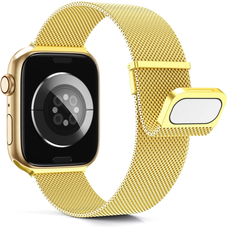 For Apple Watch 38mm Milan Double Magnetic Steel Mesh Watch Band(Gold)