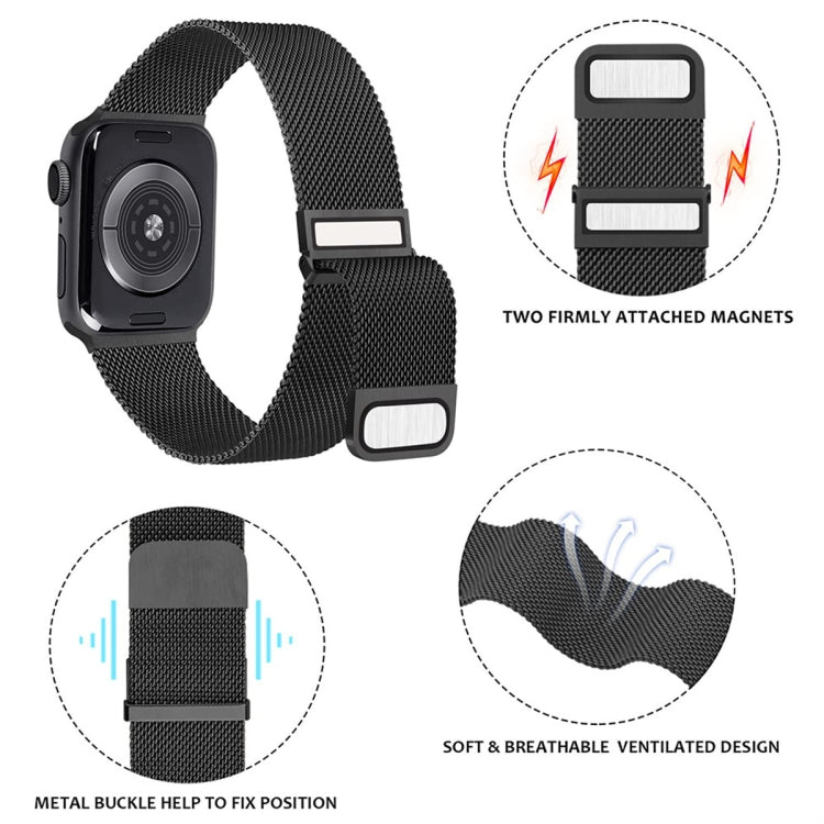 For Apple Watch 5 40mm Milan Double Magnetic Steel Mesh Watch Band(Silver)