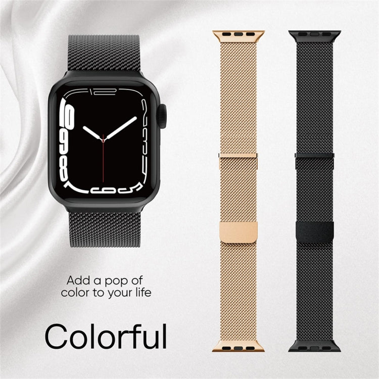 For Apple Watch 42mm Milan Double Magnetic Steel Mesh Watch Band(Blue)