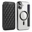 For iPhone 16 Plus Shield Magsafe RFID Anti-theft Rhombus Leather Phone Case(Black) - iPhone 16 Plus Cases by PMC TechLife | Online Shopping South Africa | PMC TechLife | Buy Now Pay Later Mobicred