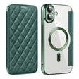 For iPhone 16 Plus Shield Magsafe RFID Anti-theft Rhombus Leather Phone Case(Green) - iPhone 16 Plus Cases by PMC TechLife | Online Shopping South Africa | PMC TechLife | Buy Now Pay Later Mobicred