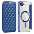 For iPhone 16e Shield Magsafe RFID Anti-theft Rhombus Leather Phone Case(Dark Blue) - free shipping - PMC TechLife - Order now!