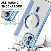 For iPhone 16 Plus Shield Magsafe RFID Anti-theft Rhombus Leather Phone Case(Dark Blue)
