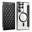 For Samsung Galaxy S23 Ultra 5G Shield Magsafe RFID Anti-theft Rhombus Leather Phone Case(Black) - Galaxy S23 Ultra 5G Cases by PMC TechLife | Online Shopping South Africa | PMC TechLife