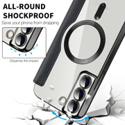 For Samsung Galaxy S23 Ultra 5G Shield Magsafe RFID Anti-theft Rhombus Leather Phone Case(Black)
