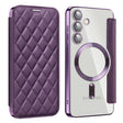 For Samsung Galaxy S25+ 5G Shield MagSafe RFID Anti-theft Rhombus Leather Phone Case(Purple) - Galaxy S25+ 5G Cases by PMC Jewellery | Online Shopping South Africa | PMC Jewellery | Buy Now Pay Later Mobicred