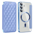 For Samsung Galaxy S25+ 5G Shield MagSafe RFID Anti-theft Rhombus Leather Phone Case(Blue) - Galaxy S25+ 5G Cases by PMC Jewellery | Online Shopping South Africa | PMC Jewellery | Buy Now Pay Later Mobicred
