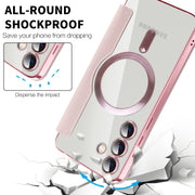 For Samsung Galaxy S25+ 5G Shield MagSafe RFID Anti-theft Rhombus Leather Phone Case(Pink)