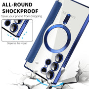 For Samsung Galaxy S25 Ultra 5G Shield MagSafe RFID Anti-theft Rhombus Leather Phone Case(Dark Blue)