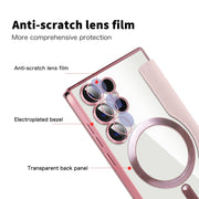 For Samsung Galaxy S25 Ultra 5G Shield MagSafe RFID Anti-theft Rhombus Leather Phone Case(Pink)
