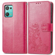 For Blackview Oscal C30 Pro Four-leaf Clasp Embossed Buckle Leather Phone Case(Magenta)
