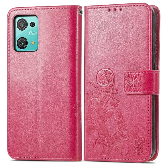 For Blackview Oscal C30 Pro Four-leaf Clasp Embossed Buckle Leather Phone Case(Magenta)
